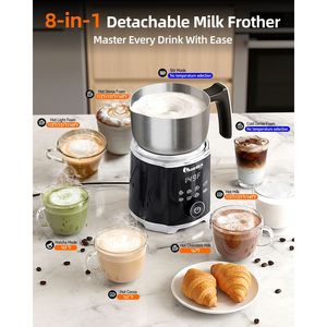 Mousseur à lait électrique 8-en-1 avec fonction vapeur, machine détachable pour mousse chaude/froide, contrôle facile par bouton rotatif - Product Image 4