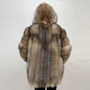 Manteau en fourrure de renard pour homme, court, sans manches, col montant, épais, couleur unie, style parka - Product Image 2