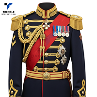 Manteau de cérémonie unisexe sur mesure avec bordure tressée dorée en mélange laine/polyester pour événements et spectacles