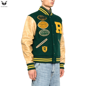 Veste universitaire pour homme de haute qualité en gros, avec broderie de logo personnalisé, patchwork, style streetwear, veste bomber unisexe, manteau Letterman - Product Image 4