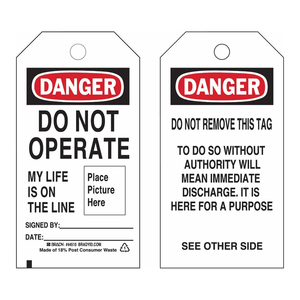 Étiquette de sécurité Brady DANGER - Ne pas utiliser - PVC flexible - Étiquette d'écriture - Signalisation de maintenance LOTO - Product Image 2