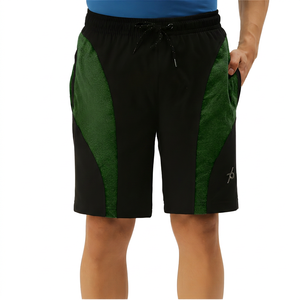 Shorts Bermuda pour homme, noir et gris, à blocs de couleur, séchage rapide, avec cordon de serrage et poches, coupe décontractée - Product Image 6
