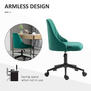 Sedia da Ufficio Girevole in Velluto Verde, Design a Conchiglia, Sedia Direzionale per Casa, Regolabile, in Alluminio e Tessuto di Nylon - Product Image 5