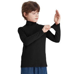 Camisetas de Cuello Alto Negras para Niños, Tejido de Punto, Manga Larga, Camiseta Térmica de Cuello Alto para Niños - Product Image 2