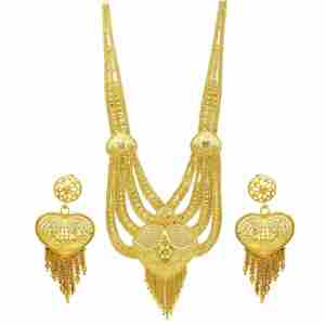 Wholesale 14K18K24K Micron <b>Gold</b> Heavy Bridal Long Necklaces Traditional Design Fashion Jewelry <b>Set</b> Dubai Style Long Jewelry <b>Set</b> - Product Image 4