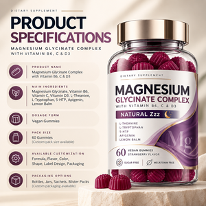 Gomitas de Bisglicinato de Magnesio de Marca Privada con Vitaminas B6, C y D3, Suplemento de Magnesio Quelado, Fabricante al por Mayor OEM ODM - Product Image 3