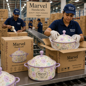 หม้อตุ๋นสแตนเลสหุ้มฉนวนลายดอกลาเวนเดอร์ Marvel Handicrafts พร้อมฝาปิด ชามอุ่นอาหารพรีเมียมสำหรับใช้ในครัว - Product Image 4