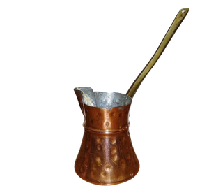 Hermosa cafetera turca griega árabe de latón grabado y pulido, cafetera para estufa, Cezve Ibrik Briki con mango de madera - Product Image 5