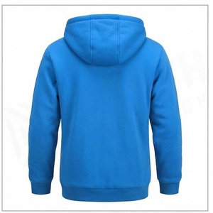 Sweat-shirt à capuche zippé en polaire bleu pour homme, coupe décontractée, couleur unie, idéal pour l'automne - Product Image 2