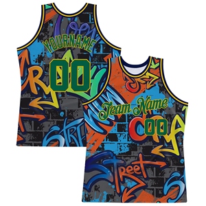 Venta al por Mayor Directa de OMMIZ INDUSTRY, Jersey de Baloncesto Personalizado de Primera Calidad, Color Naranja Real-Azul Marino, con Palmeras Tropicales Hawaianas en 3D - Product Image 2