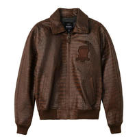 Nouvelle veste en cuir Avirex marron effet croco pour homme, respirante, style bomber, style streetwear, veste en cuir Avirex haut de gamme