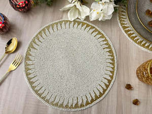 Round Beaded Eco-Friendly Customizable Luxury Wedding <b>Place</b> <b>Mat</b> Bohemian Floral Pattern Handmade Washable Home Decor - Product Image 1
