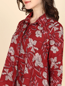 Maaesa Camisa de mujer con estampado floral de algodón, cuello abotonado, mangas 3/4, informal, de oficina, sencilla, de corte regular - Product Image 5