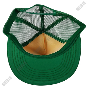 SIBRIN Custom 5 Panel Trucker Cap Yellow Green Mesh <b>Flat</b> Brim <b>Hat</b> Motorsport Skateboarding Outdoor Streetwear Casual Sports - Product Image 2