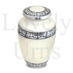 White Floral Adult Brass Urn Decorative Cremation Container <b>Memorial</b> <b>Keepsake</b> Elegant Home Decor Funeral Accessories Durable - Product Image 5