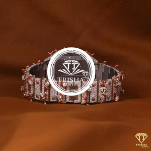 นาฬิกาโรสโกลด์สุดหรู พร้อมสายแบบ Thorn Link และประดับเพชรโมอิสซาไนต์เต็มหน้าปัด - Product Image 3