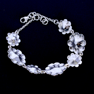 100% Pure Solid 925 Sterling Silver <b>Bracelet</b> With Garnet Gemstone Diamond Flower Design <b>Bangle</b> Fine Jewelry For Women's Gifting - Product Image 5