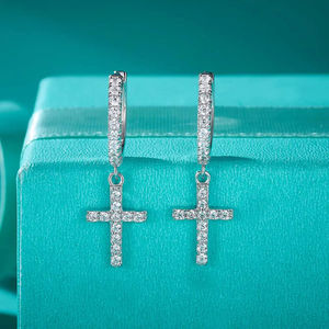 Boucles d'oreilles rondes longues en diamant de laboratoire de qualité supérieure pour femme, en argent sterling, or rose, or blanc, couleur D, certifiées - Product Image 3