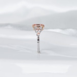 Bague de fiançailles en or 14 carats avec halo de diamants roses vifs fantaisie de 2 carats, taille ovale, diamant de laboratoire, certifiée IGI, bague de promesse - Product Image 5