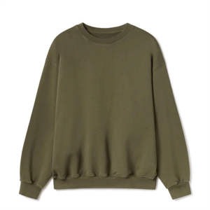 เสื้อสเวตเชิ้ตคอกลมสีเขียวมะกอก ทรงปกติ ใส่ได้ทั้งชายและหญิง ดีไซน์คัลเลอร์บล็อก ผ้าถัก สวมใส่สบายๆ สำหรับฤดูใบไม้ร่วง แขนยาว ผ้าฝ้าย 100% - Product Image 1