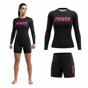 Conjunto de Entrenamiento de Boxeo MMA de Manga Corta para Mujer, Leggings con Estampado de Mármol Azul, Kit Transpirable - Product Image 5
