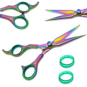 Ciseaux de coiffure arc-en-ciel professionnels en acier inoxydable, lame tranchante, manche long, pour droitiers, usage en salon - Product Image 3