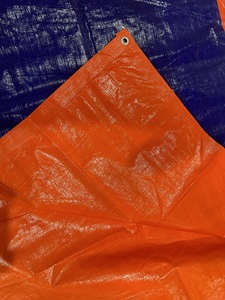 Bâche en PE bleue et orange personnalisée, imperméable, résistante aux intempéries, protection UV, fabricant de couvertures extérieures - Product Image 4