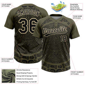Maillot de baseball personnalisé à imprimé aztèque, col en V, manches courtes, imprimé par transfert thermique, nom et numéro personnalisés, unisexe, adulte, anti-humidité - Product Image 3