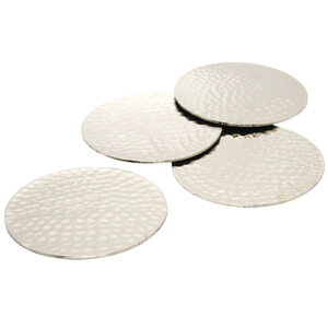 Wholesale Luxury <b>Silver</b> Hammered Metal <b>Coasters</b> Set of 4 Stainless Steel Round Drink <b>Coasters</b> for Hotel Restaurant Decor - Product Image 1