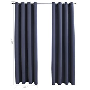 Antracite 54 "x 63" tessuto 2 pezzi tende oscuranti con anelli mantovane e trattamenti per finestre - Product Image 5