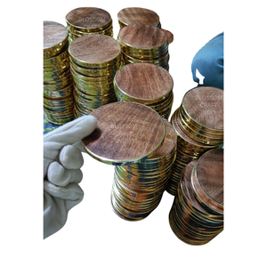 Best Quality Wooden Coaster Set With <b>Gold</b> <b>Trim</b> Elegant Table Protection for Hotels Restaurants Cafes Dining - Product Image 1