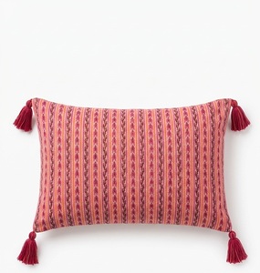 Striped Vertical Chevron Print Tasseled <b>Rectangular</b> Lumbar <b>Cushion</b> Cover in Pink, Orange, and Magenta12X18 - Product Image 4