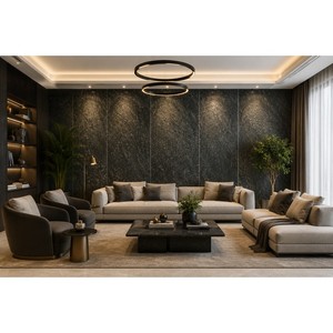 Fabricante Indio de Láminas de Piedra Natural con Patrón de Mármol Vintage Brillante, Revestimiento de Lujo, Impermeable, Duradero, 100% Ecológico - Product Image 1