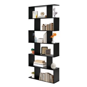 S-Shaped 6-Tier Bookshelf with Z Shelf Decor Storage Display <b>Bookcase</b> - Product Image 4
