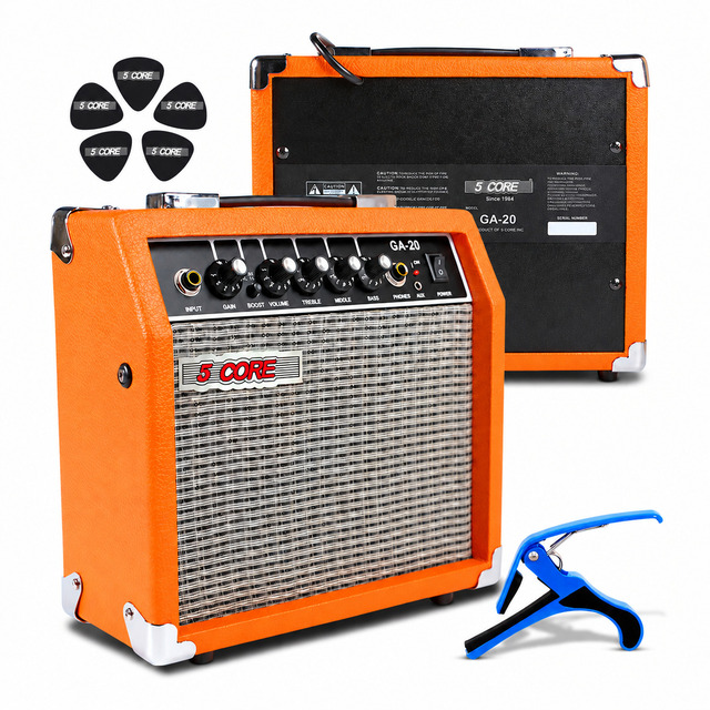 5 Core GA 20 ORG 20W Solid State Portable Floor Standing Electric Bass Amplifier 6.5 Inch Speaker Aux Input Headphone Jack