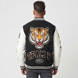 Veste universitaire pour homme, patchwork, broderie, veste d'hiver boutonnée, veste universitaire pour homme, veste universitaire de baseball - Product Image 3