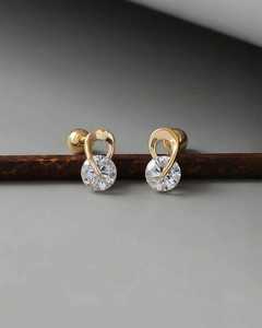 Lab Grown 2.01CT Round Cut Diamond Rotating <b>Stud</b> Earrings with 14K Solid Gold Fine for Women's Gift For Anniversary Party - Product Image 1