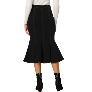 High Waist Women's Denim Skirt Button Custom Denim Cotton <b>Mini</b> Skirt 100% Polyester Breathable OEM High Quality Wholesale - Product Image 2