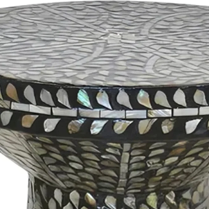 Tabourets en forme de sablier avec incrustations de coquillages, mosaïque de nacre naturelle pour la décoration intérieure - Product Image 2