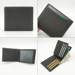 [Meilleure Offre] Portefeuille Homme Castello Bi-fold RFID en Cuir Véritable Noir/Marron Foncé avec Fermeture Souple et Doublure en Polyester Gaufré - Product Image 1