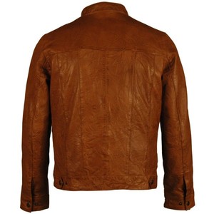 Veste en cuir de motard vintage pour homme, design hivernal, cuir d'agneau personnalisé avec détails matelassés, à prix avantageux - Product Image 3