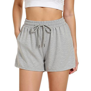 Pantalones Cortos de Felpa para Gimnasio de Mujer, Cintura Alta, con Cordón y Bolsillos, Mezcla de Algodón Suave Cepillado, Dobladillo con Puño, Ropa de Invierno para Descansar - Product Image 1