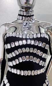 Robe de Soirée Sexy et Luxueuse pour Femme, Mini Moulante, Bustier, Ornée de Perles et Cristaux, Style Industriel Moderne, Idéale pour Cocktails et Fêtes - Product Image 6