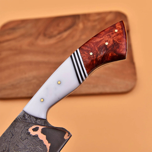 Premium Quality Copper Damascus <b>Carving</b> <b>Knife</b> With Long Elegant Blade And Wooden Handle For Roast Slicing And Serving - Product Image 2