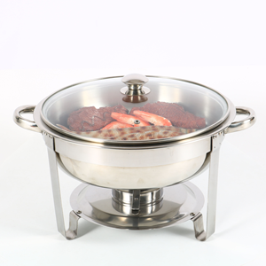 Recipiente para Calentar Comida de Acero Inoxidable con Tapa de Vidrio Redonda, Marca Ecocomy, para Hoteles - Product Image 1