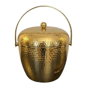 Cubo de hielo italiano vintage moderno de metal dorado con tapa y asa, accesorio de bar de latón pulido para el hogar, bar u hotel - Product Image 2