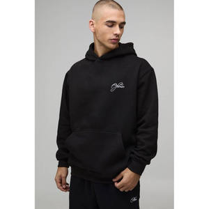 Sudadera con Capucha de Invierno para Hombre, Negra, Lisa, 400 Gsm, 100% Algodón, Gruesa, de Alta Calidad, con Diseño de Logotipo Personalizado - Product Image 1