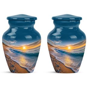 Urna Funeraria de Metal Plateado Personalizada, Urna de Aluminio Pulido para Cremación de Adultos, Recuerdo Conmemorativo con Diseño de Atardecer, Estilo Americano, Personalizable - Product Image 6
