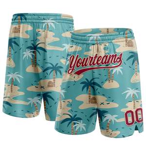 Pantalones Cortos de Baloncesto de Malla con Estampado Completo de Moda para Hombre, Uniforme de Equipo Estilo Playa Personalizado, Pantalones Cortos Deportivos de Secado Rápido, Suministro a Granel de Fábrica - Product Image 1