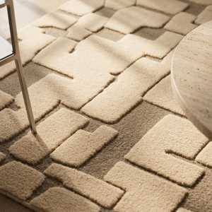 Luxury Handmade Abstract Geometric Wool Plush <b>Thick</b> Area <b>Rug</b> Modern High Low Textured Carpet Custom Hotel Living Room Wholesale - Product Image 2